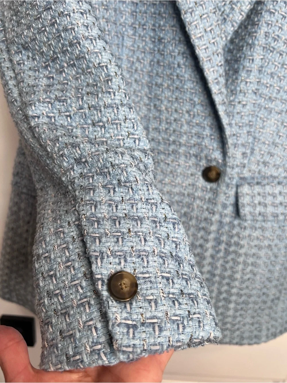 Ann Taylor ‘The Crosby’ Light Blue‎ Tweed Women's Blazer Jacket. Size 6. NWT.